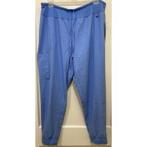 Cuddl Duds Scrub Lounge Jogger Pants Chambray Blue 1X Tie String Waist Pockets